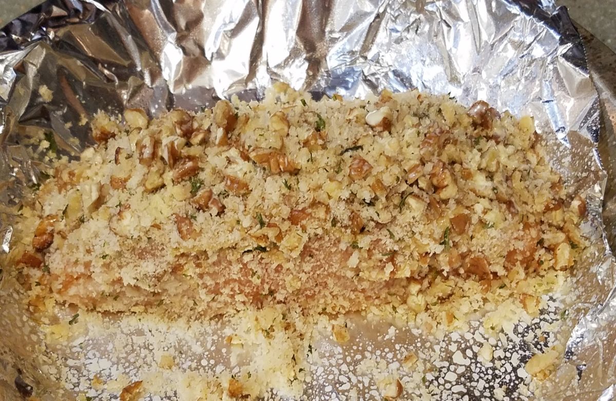 *Honey Mustard Panko Crusted Baked Salmon