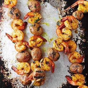 Curried Shrimp and Potato Kebobs