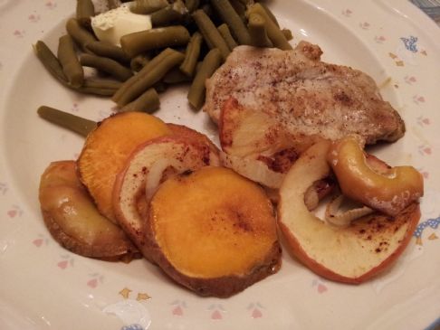 Roasted Pork Chops with Sweet Potatoes and Apples