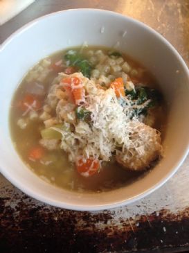 Home-made Chickarina /Italian Wedding Soup w Chicken Meatballs