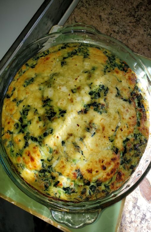 Crustless Spinach, Onion and Feta Quiche