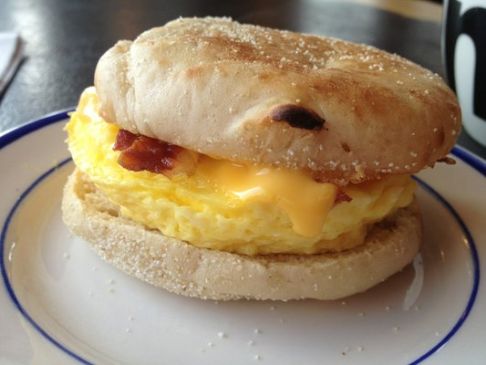Egg and Bacon Sandwich with Juice