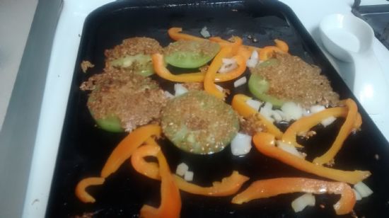 Green Tomato Bell Pepper Flax Seed Coconut Oil Fry