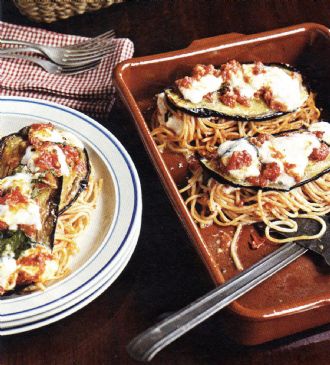 Baked Spaghetti with Eggplant and Bocconcini