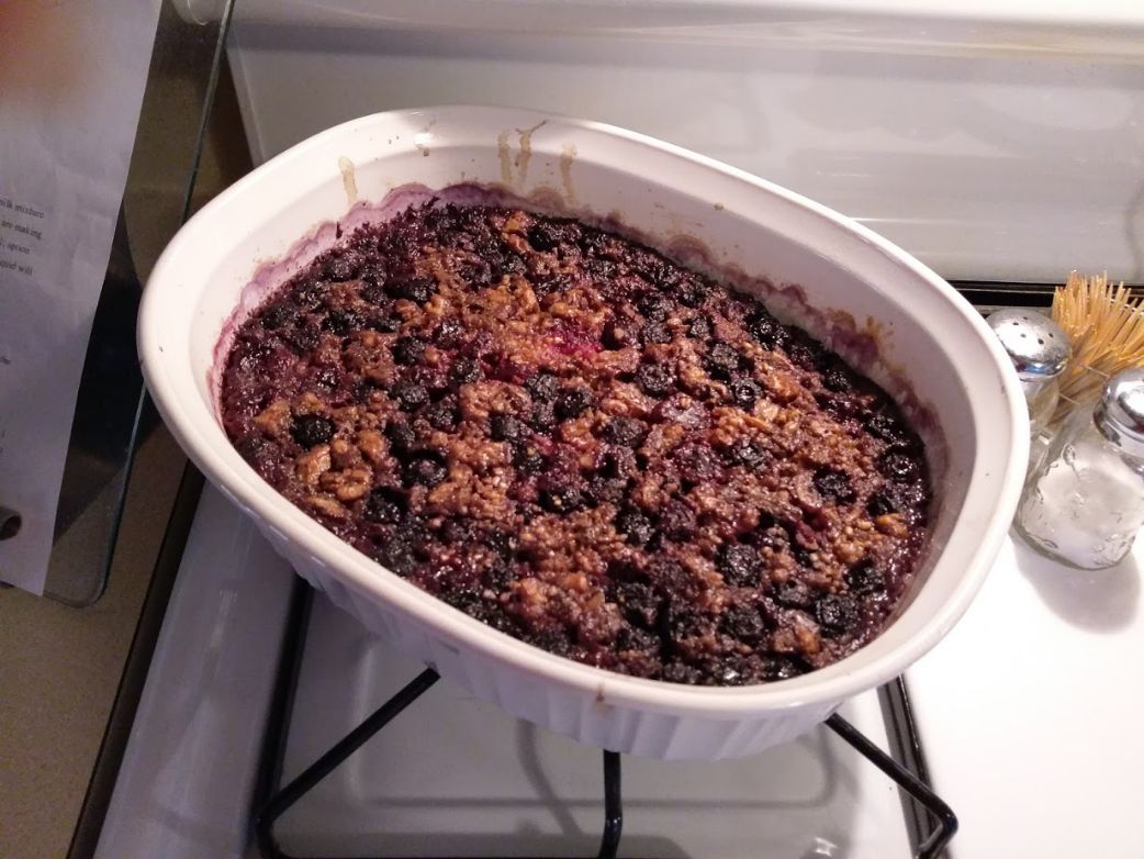 Steel Cut Oatmeal Baked with Blueberries and Almonds