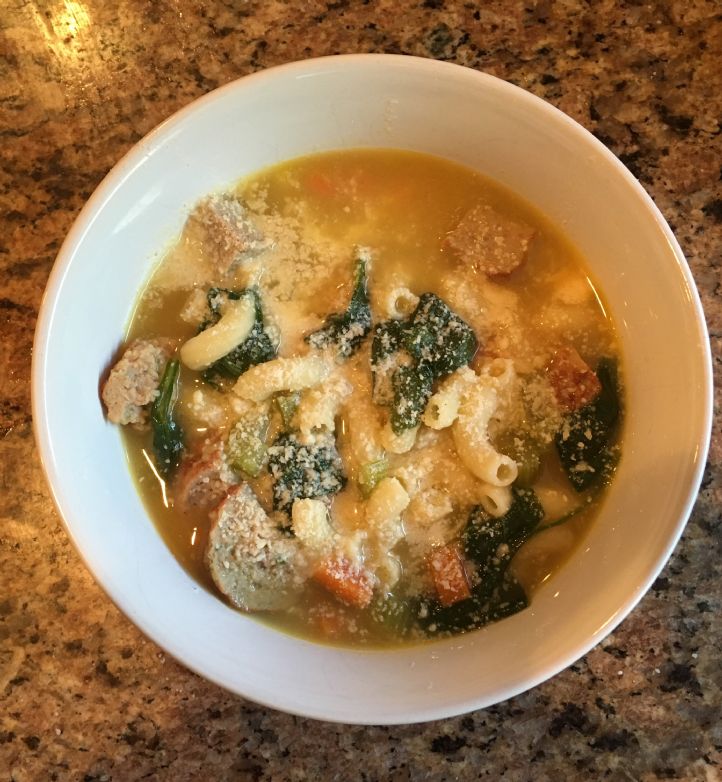 Easy Italian Wedding Soup for Two with Turkey Meatballs
