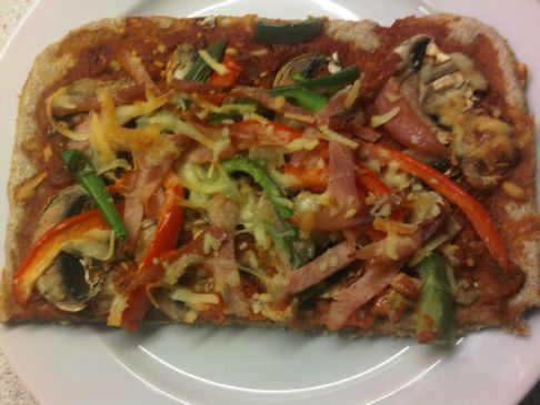 Wholewheat Homemade Vegetable and Turkey Ham Pizza