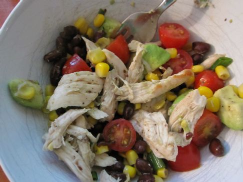 Chicken, black bean, avocado and corn salad