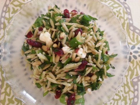 Orzo Salad with Spinach and Pine Nuts