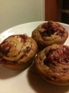 Raspberry Swirl Banana Muffins