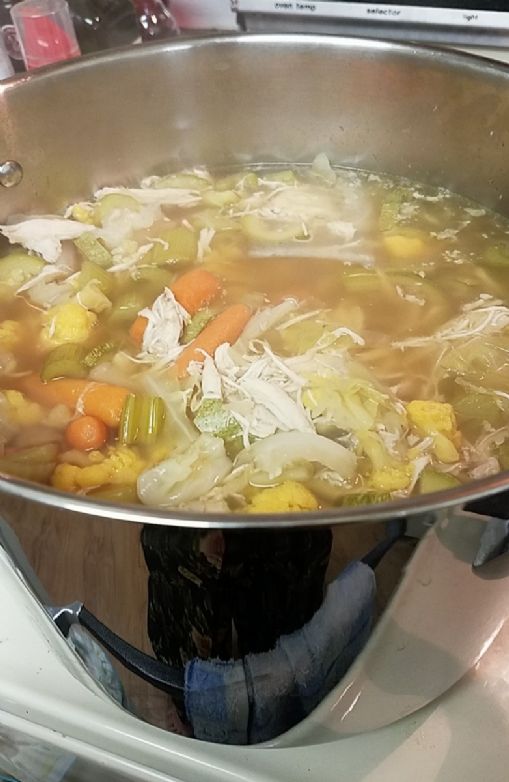 Hearty chicken soup from scratch