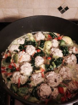 Turkey meatballs and kale healthy winter soup