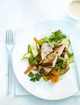 Spiced Chicken with Carrot Salad and Harissa Yoghurt