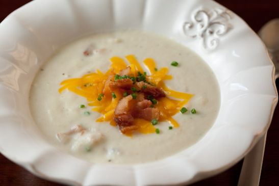 Creamy Cauliflower Soup with Bacon, Cheddar, and Chives