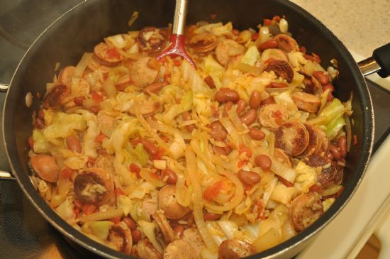 Sausage, Cabbage and Beans