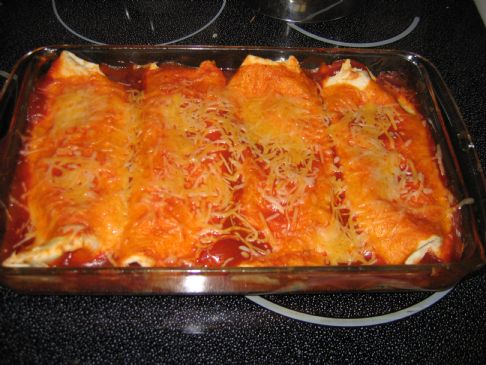 Creamy chicken filled enchiladas