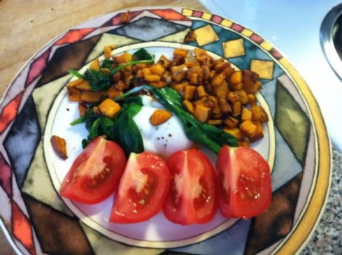 Sweet Potato, Egg and Spinach Hash