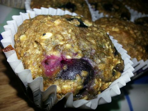 Dark Rye Blueberry Flax Seed Muffins