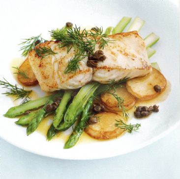 Roasted Fish, Potato and Asparagus with Dill