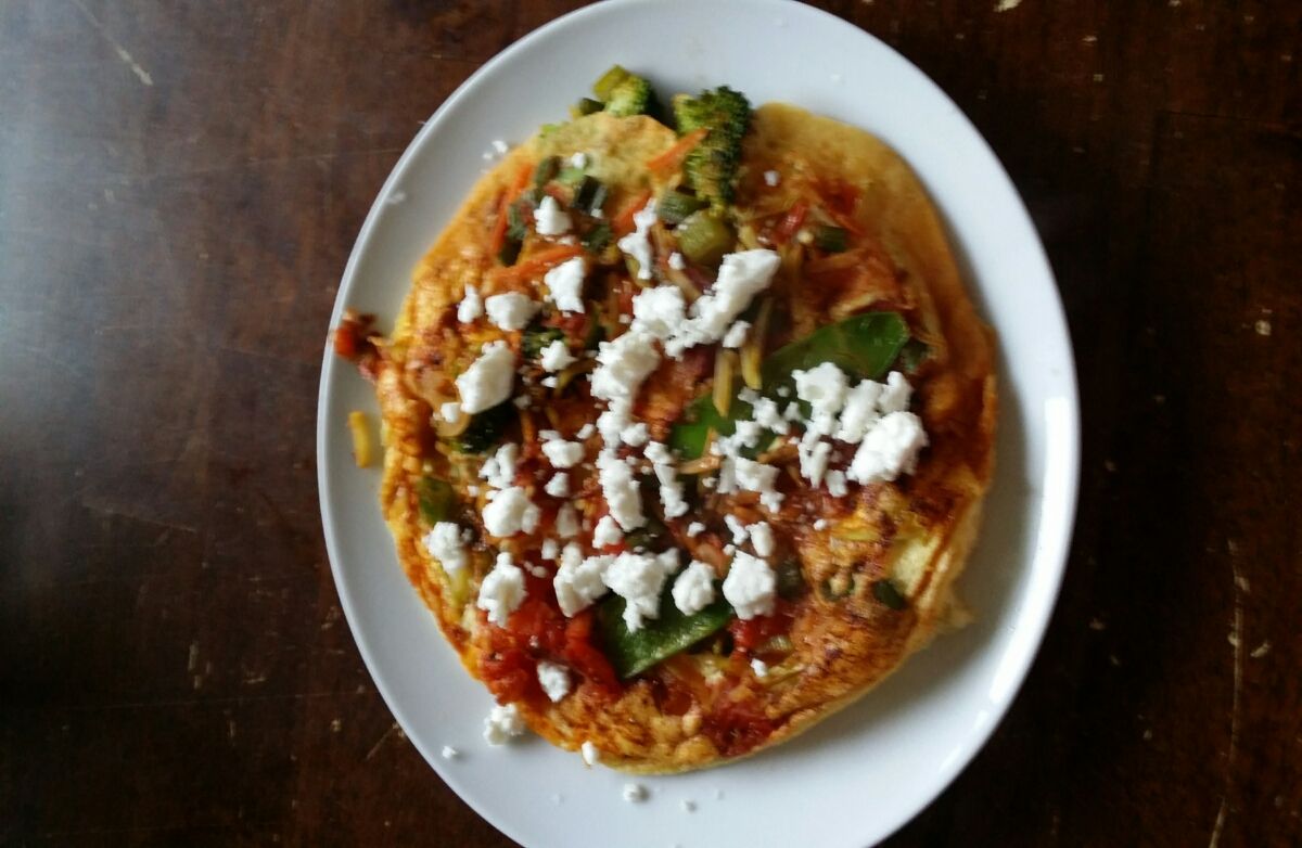 Fluffy eggs and veggies