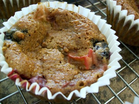 Banana - Berry Rhubarb Muffins