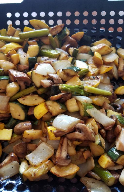 Grilled Mushrooms Zucchini and Onion