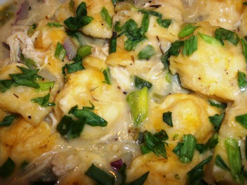 Chicken and Dumplings with Scallions