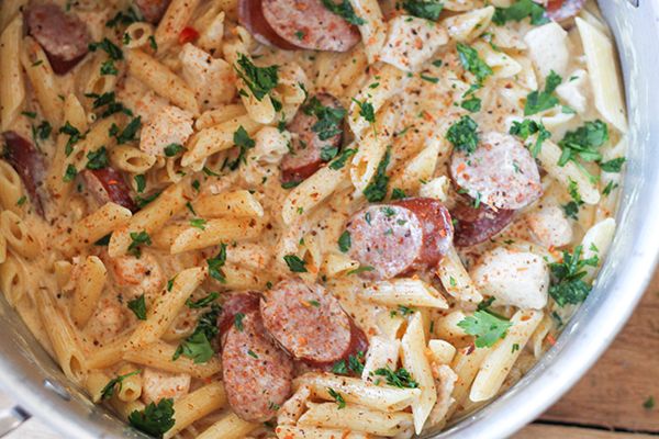 Cajun Chicken Sausage Alfredo Pasta