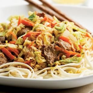 Beef and Cabbage Stir-Fry with Peanut Sauce