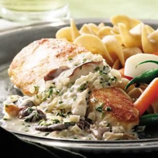 Chicken Breasts in Mushroom Cream Sauce (Modified from Eatingwell.com)