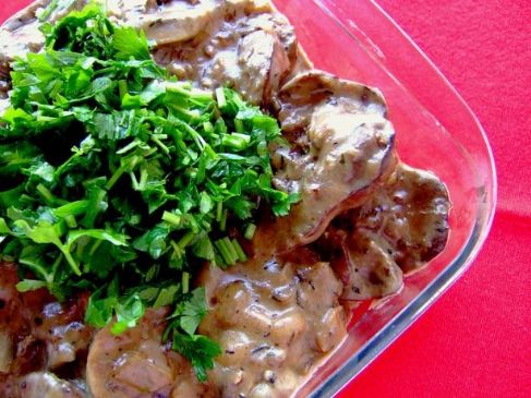 Chicken Livers and Bacon Stroganoff
