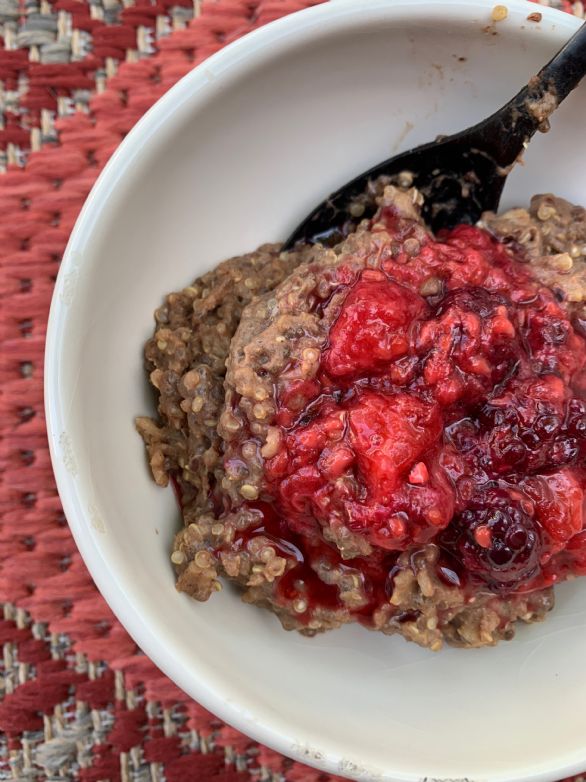 PROTEIN PACKED: Dark Chocolate and Banana Oats, Quinoa, and Chia Porridge