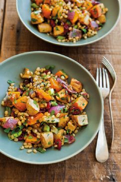 Wheat Berries with Roasted Parsnips, Butternut Squash and Dried Cherries