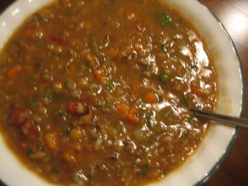 Lentil Vegetable Soup with Wild Rice