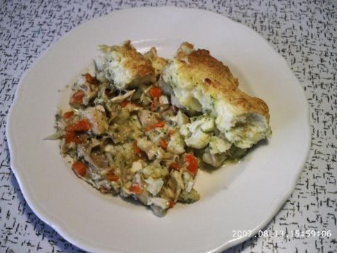 Chicken casserole, cheese dough