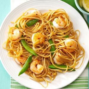 Sesame Noodles with Shrimp and Snap Peas