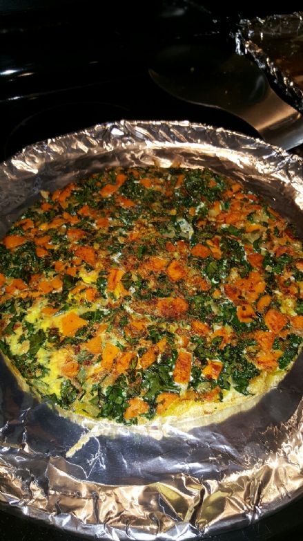 Sweet Potato Kale and Onion Fritatta