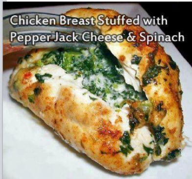 Spinach and Pepper jack Cheese Stuffed Chicken Breast