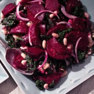 Beets and Greens Salad with Cannellini Beans