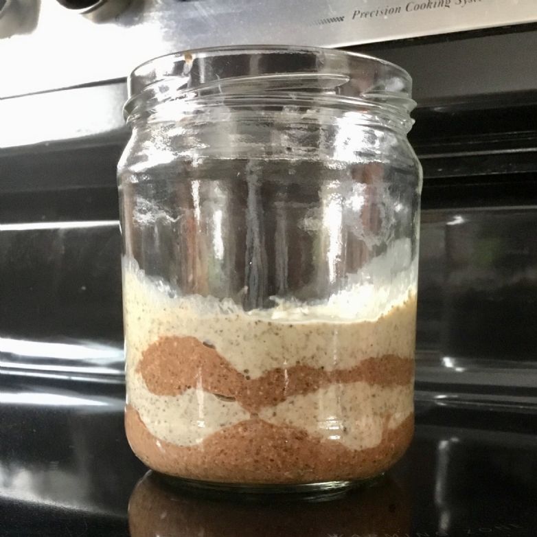Cocoa and peanut butter chia seed pudding parfait