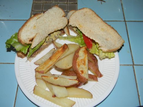 Low Calorie Grilled Burger and Fries