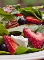 Baby Spinach Salad w/ Berries, Pecans and Feta in Raspberry Vinaigrette