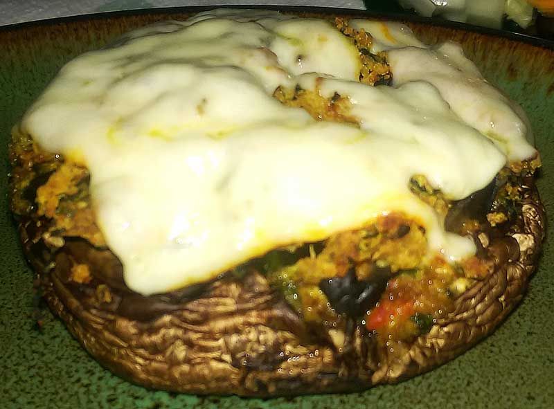 Spinach and Cheese Stuffed Portobello Mushroom Caps