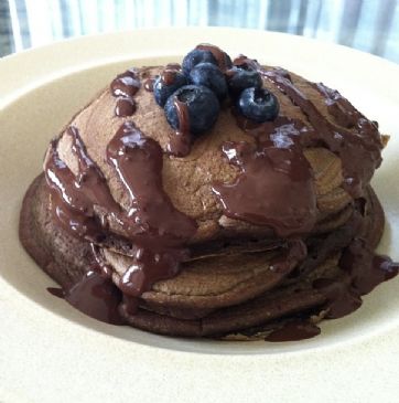 High Protein Chocolate Blueberries Pancakes