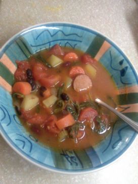 Keilbasa, Spinach, and Black Bean Soup