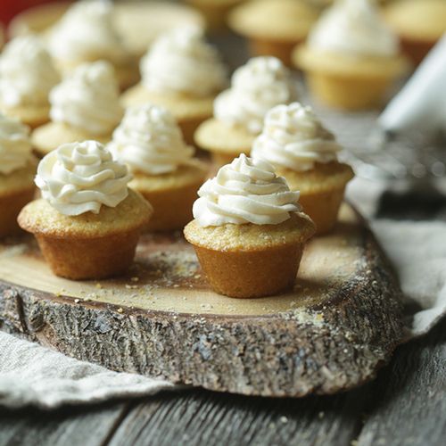 Mini Cornmeal Cupcakes with Maple Butter Cream