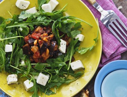 Arugula + Mozzarella Salad With Eggplant Caponata