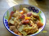 Fish Stew w/beets and broccoli