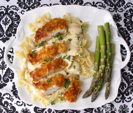 Crispy Chicken with Creamy Italian Sauce and Bowtie Pasta