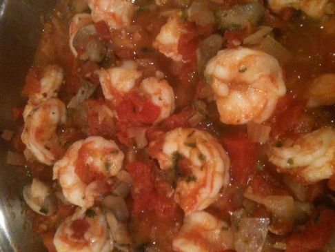 Shrimp and Basil Marinara with mushrooms